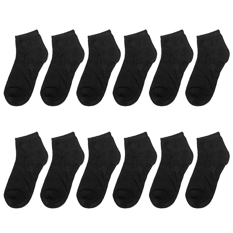 Falari 12 Pairs Boy Kids Cotton Socks 2-4 Black